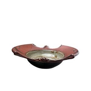 Vintage Studio Pottery Serving Dish Red Glaze Platter Artisan Signed 10"